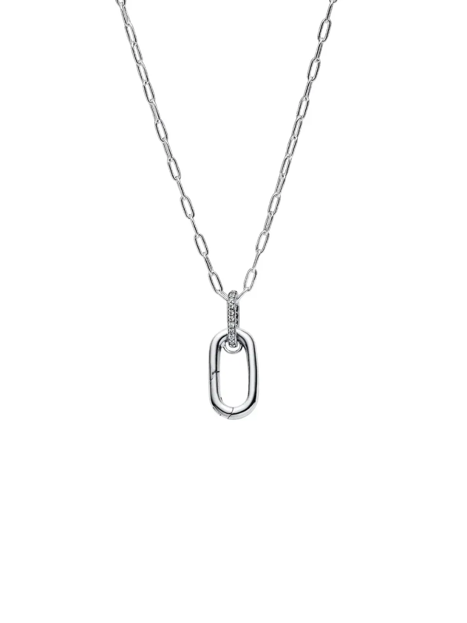 Sterling silver openable link pendant necklace wit