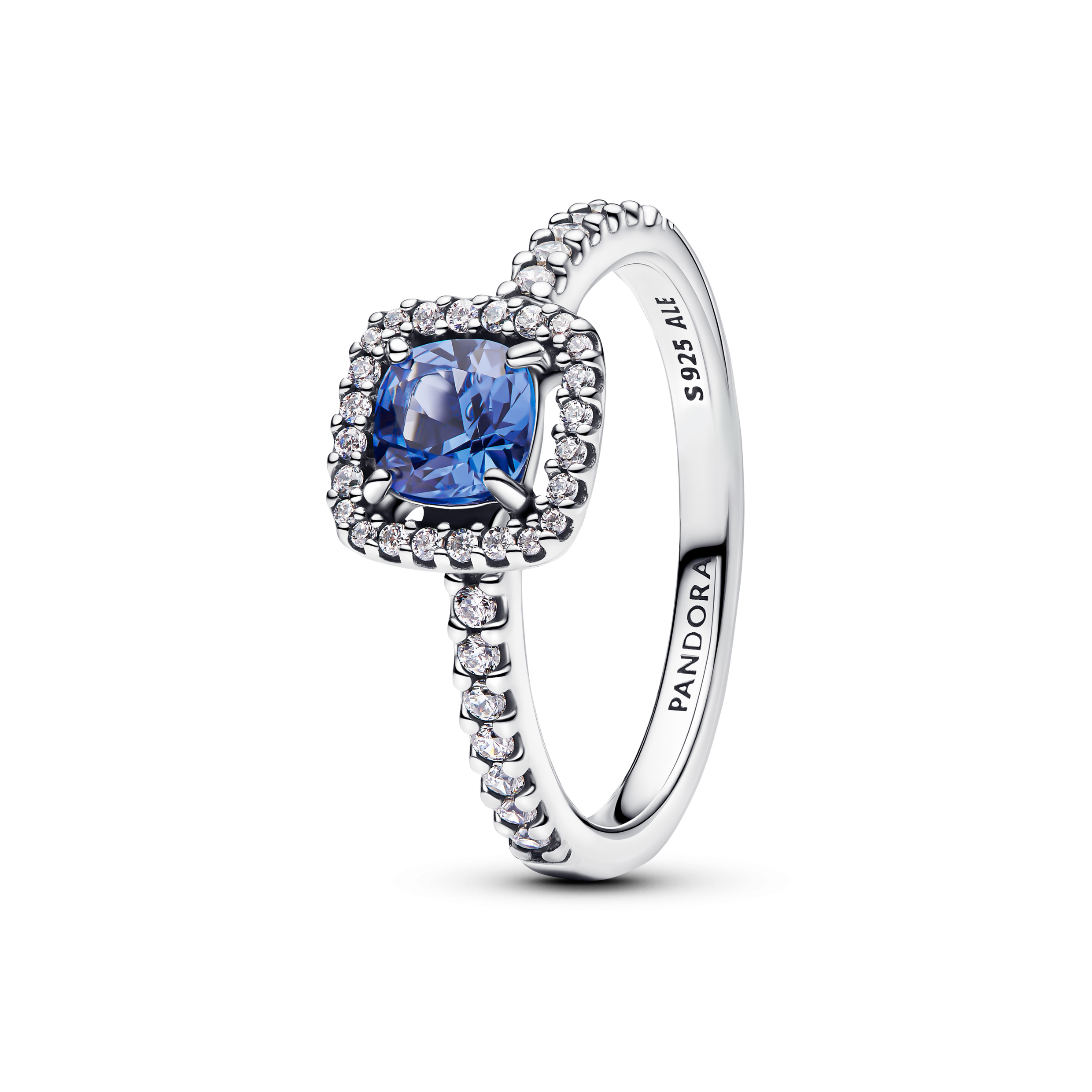 Sterling silver ring with cornflower blue crystal 