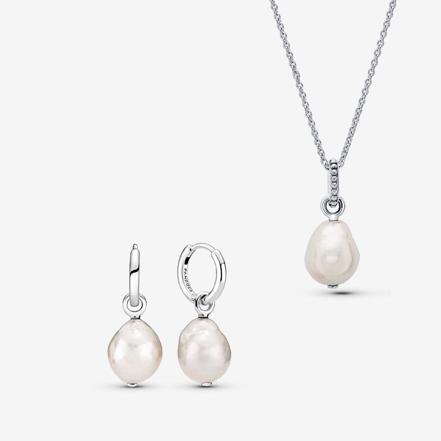 Treated Freshwater Cultured Baroque Pearl Pendant Set