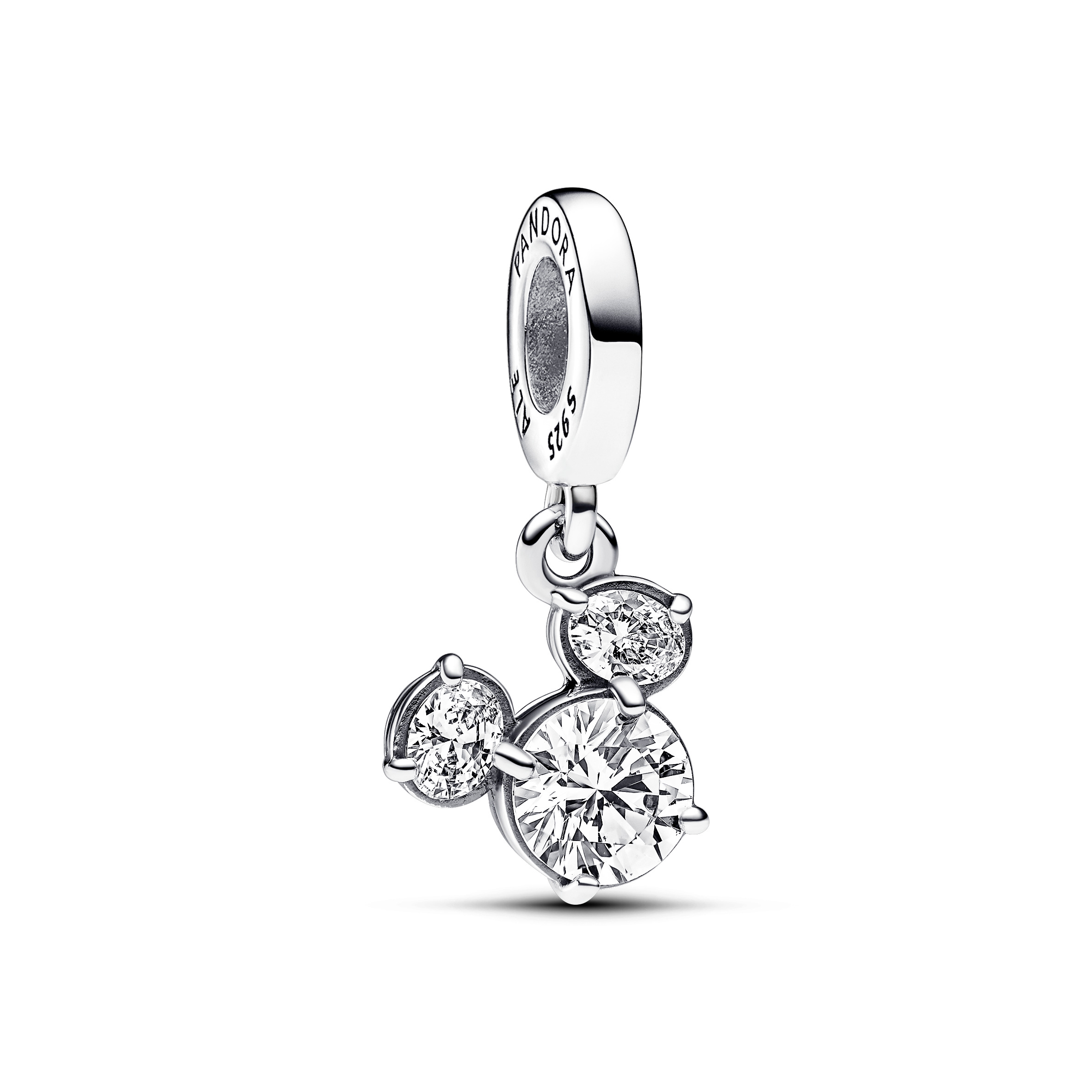 Disney Mickey silhouette sterling silver dangle with clear cubic zirconia