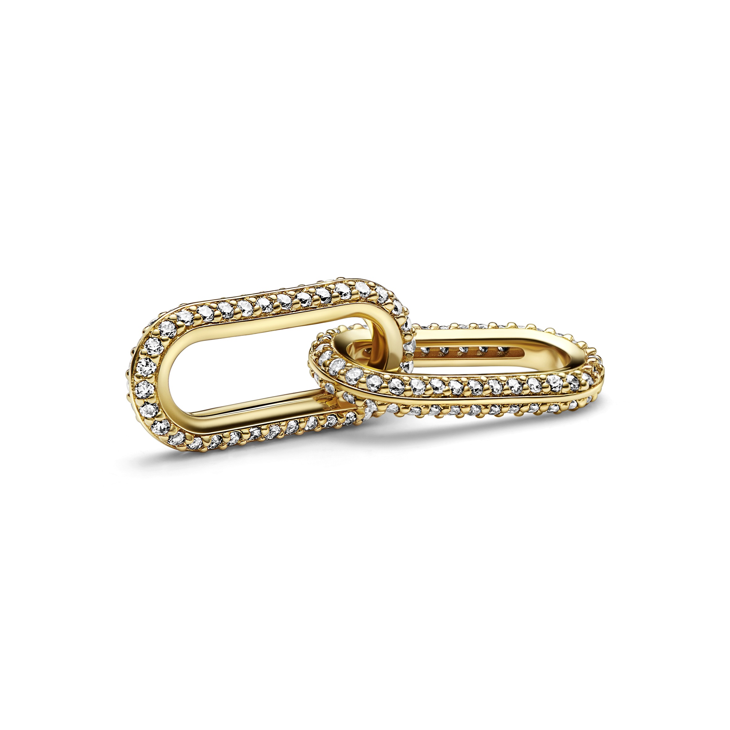 14k Gold-plated double link with clear cubic zirco