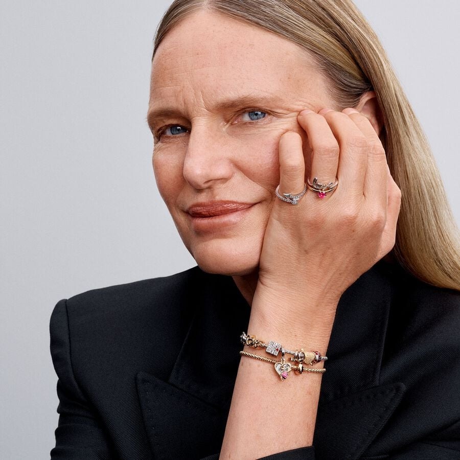 Studded chain sterling silver bracelet/ 593681C00-20