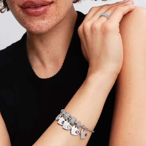 Engravable heart sterling silver dangle with sweet