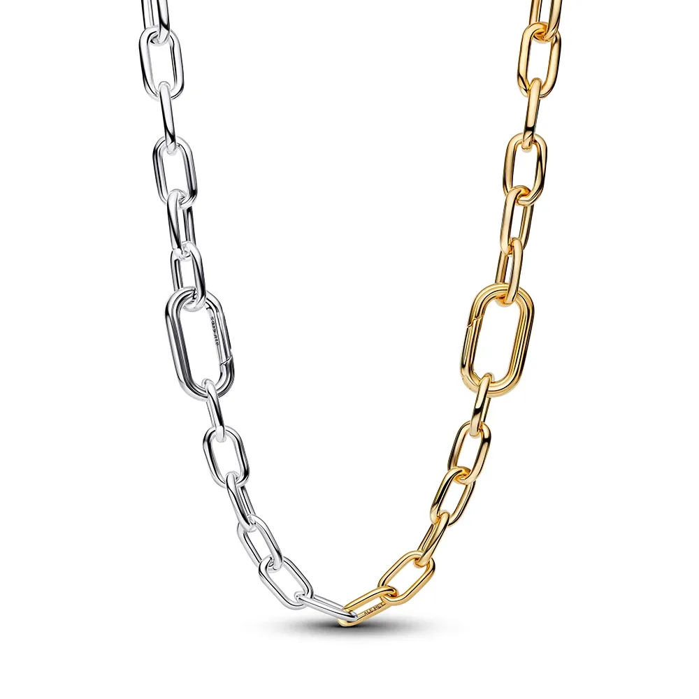 Sterling silver and 14k gold-plated link necklace 
