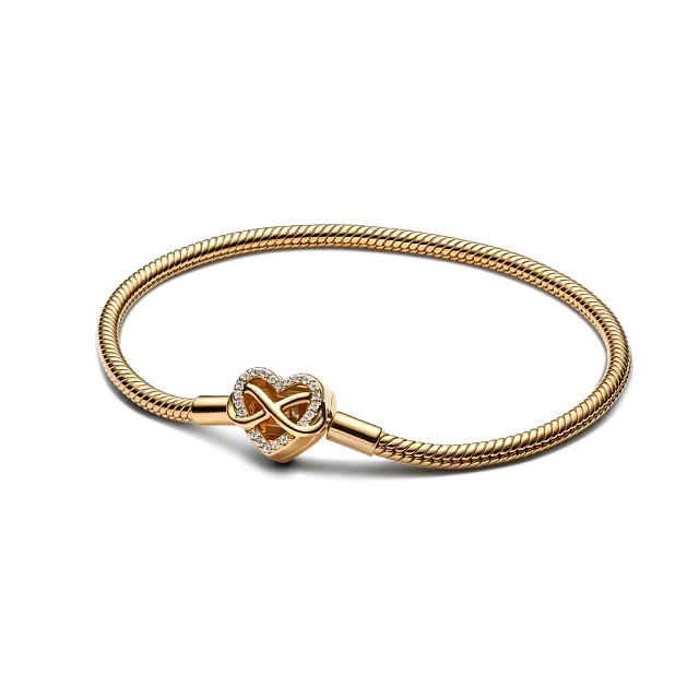 Snake chain 14k gold-plated bracelet with clear cubic zirconia/ 563758C01-16