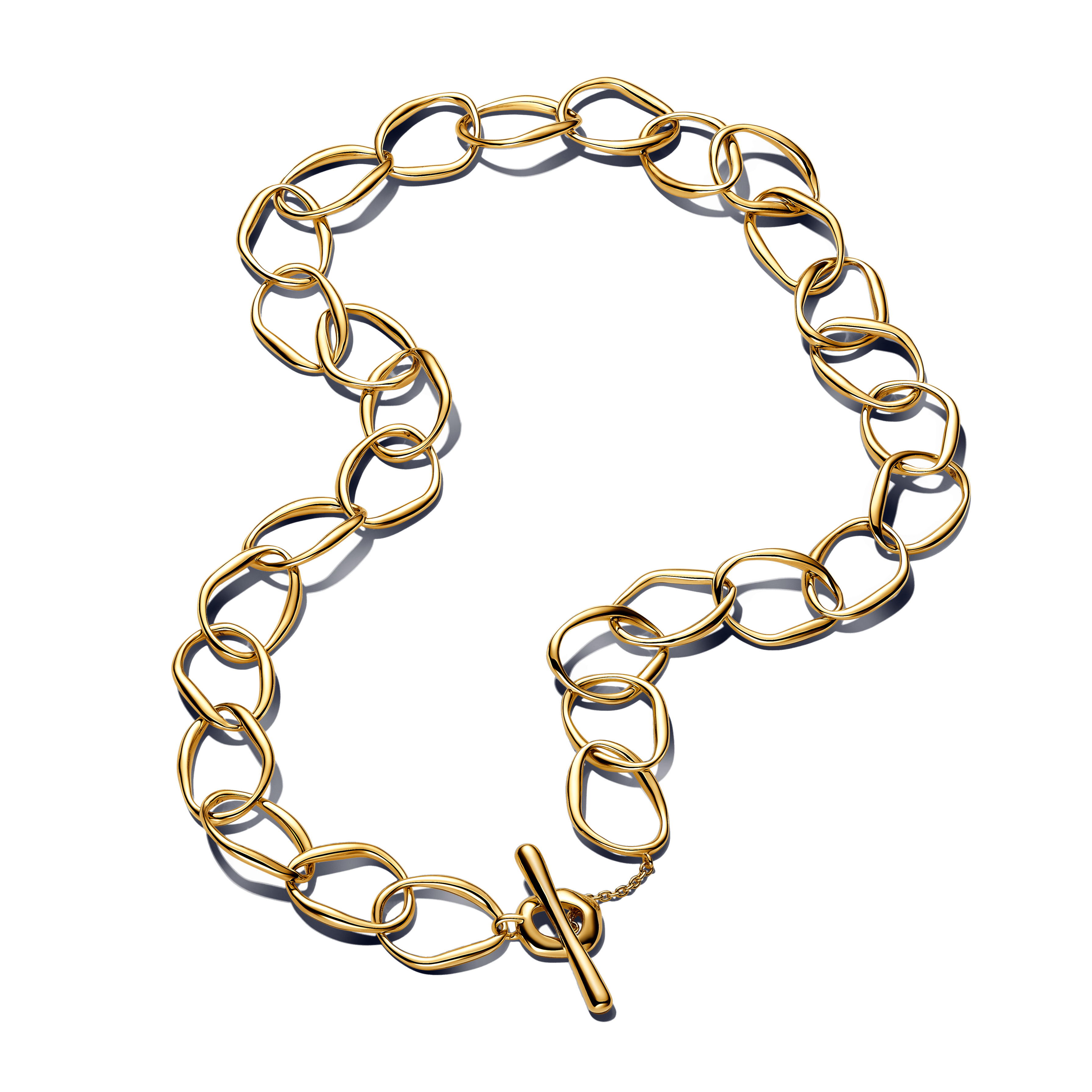 Organically shaped link 14k gold-plated necklace