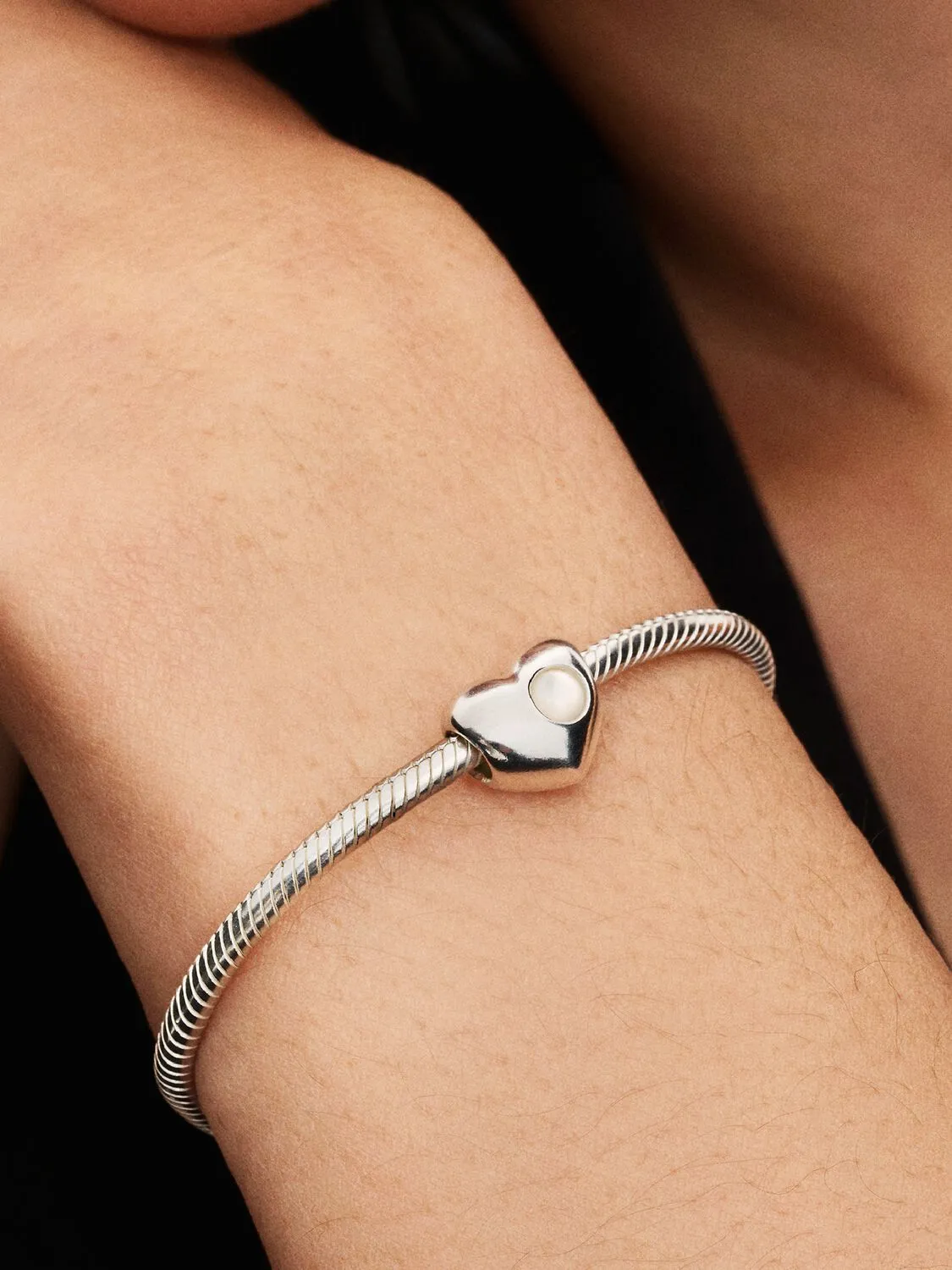 Engravable heart sterling silver charm with biores