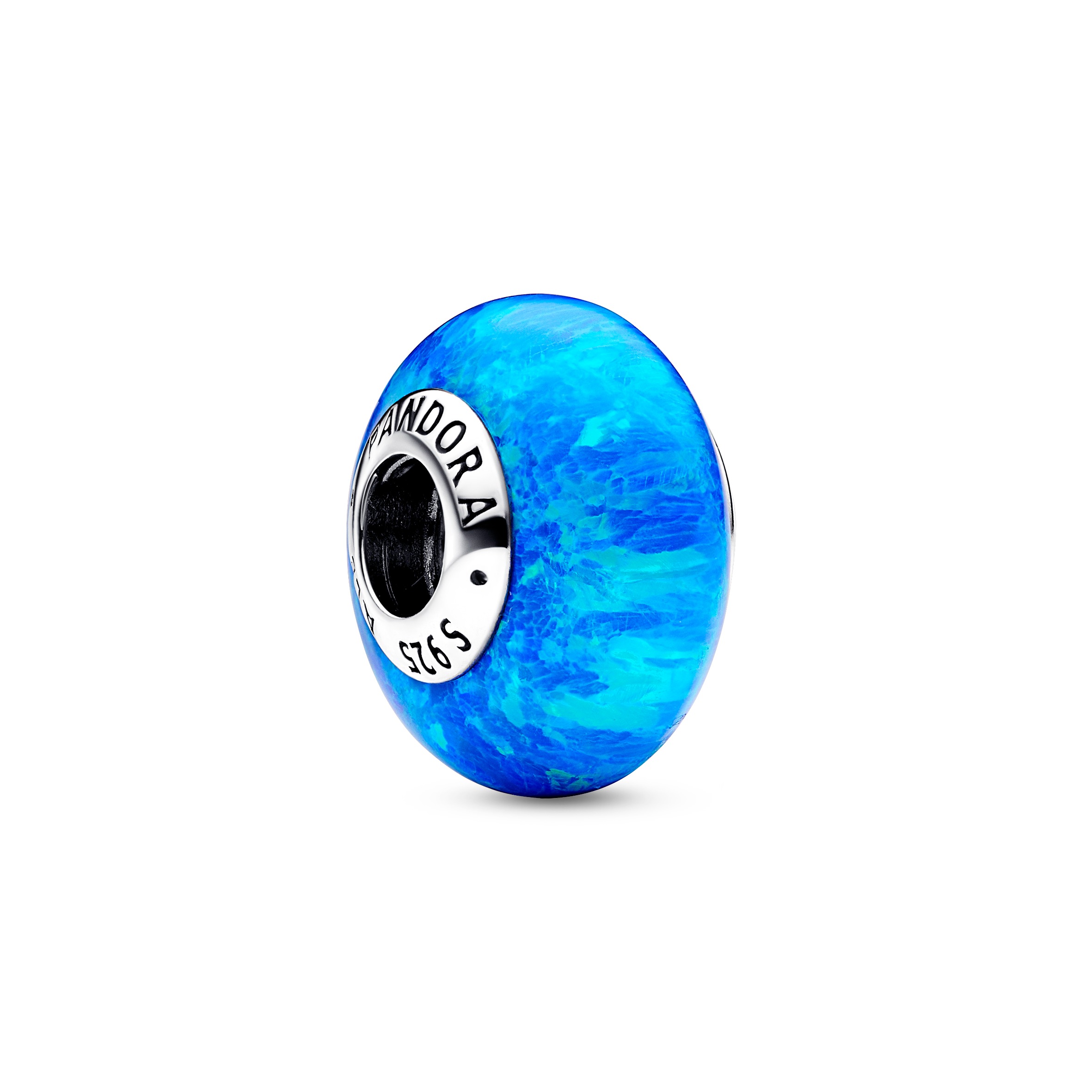 Sterling silver charm with deep blue lab-created o