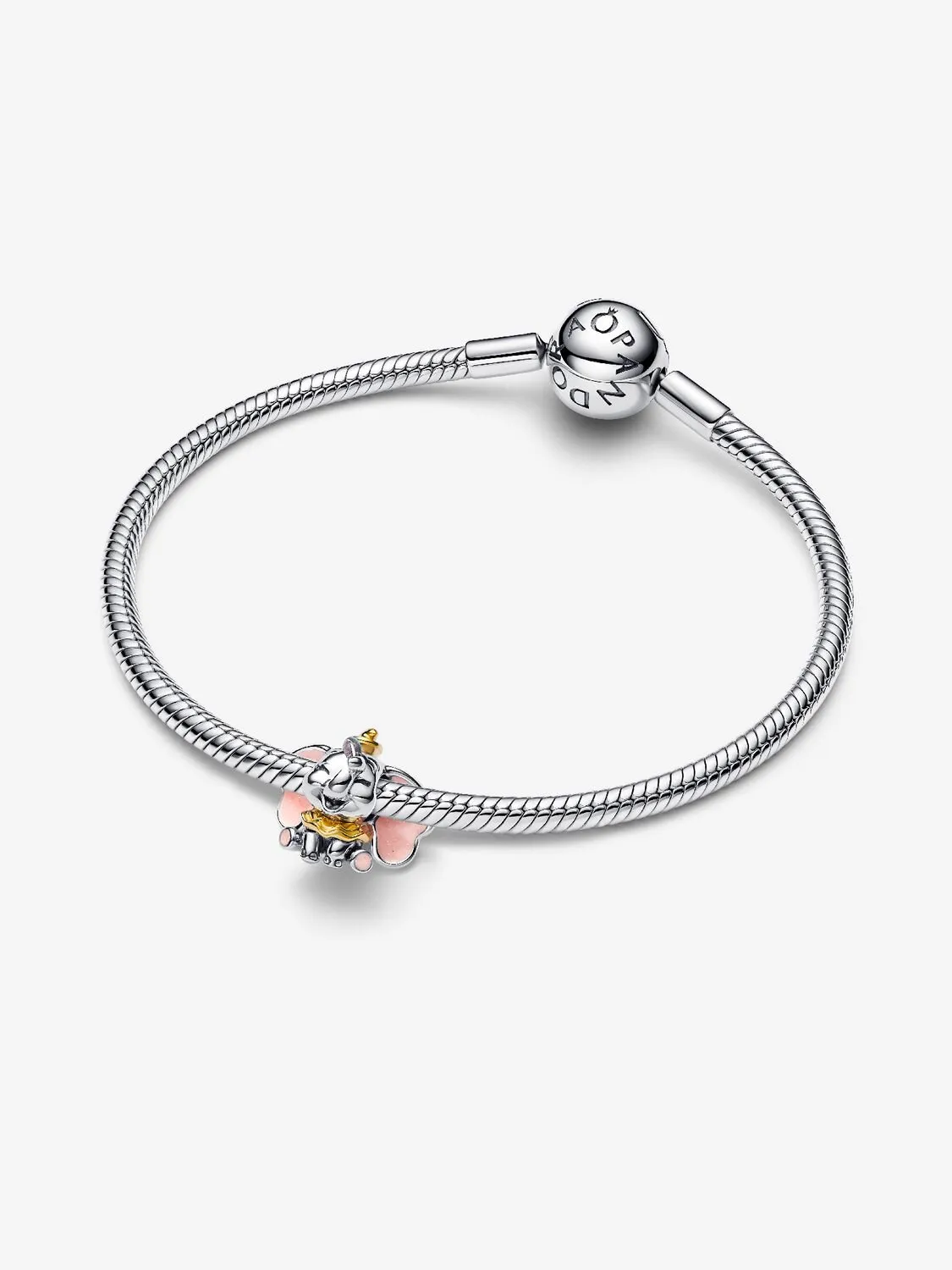 Disney Dumbo sterling silver and 14k gold-plated charm with glittery pink and purple enamel / 764023C01