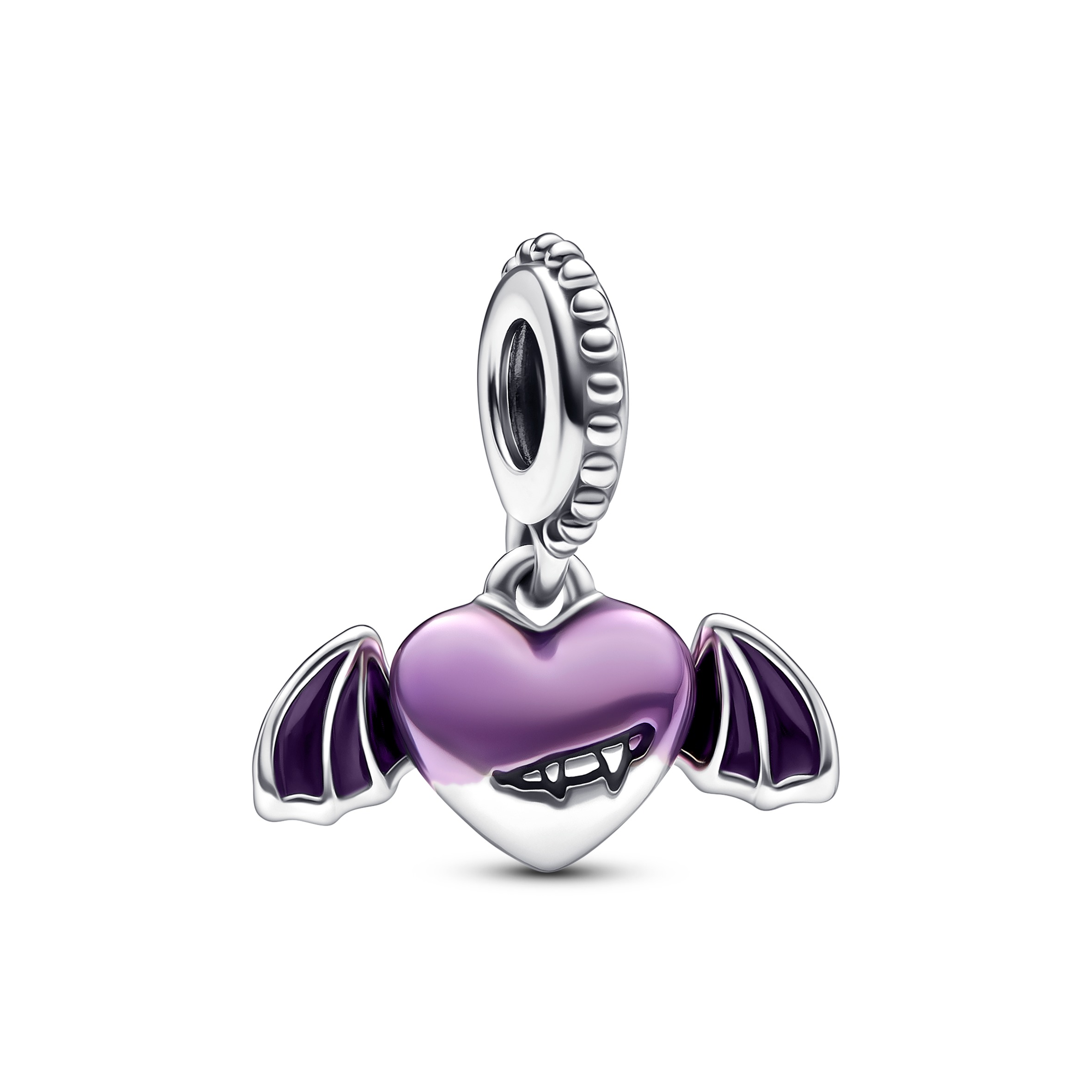 Vampire heart sterling silver dangle with shaded purple enamel