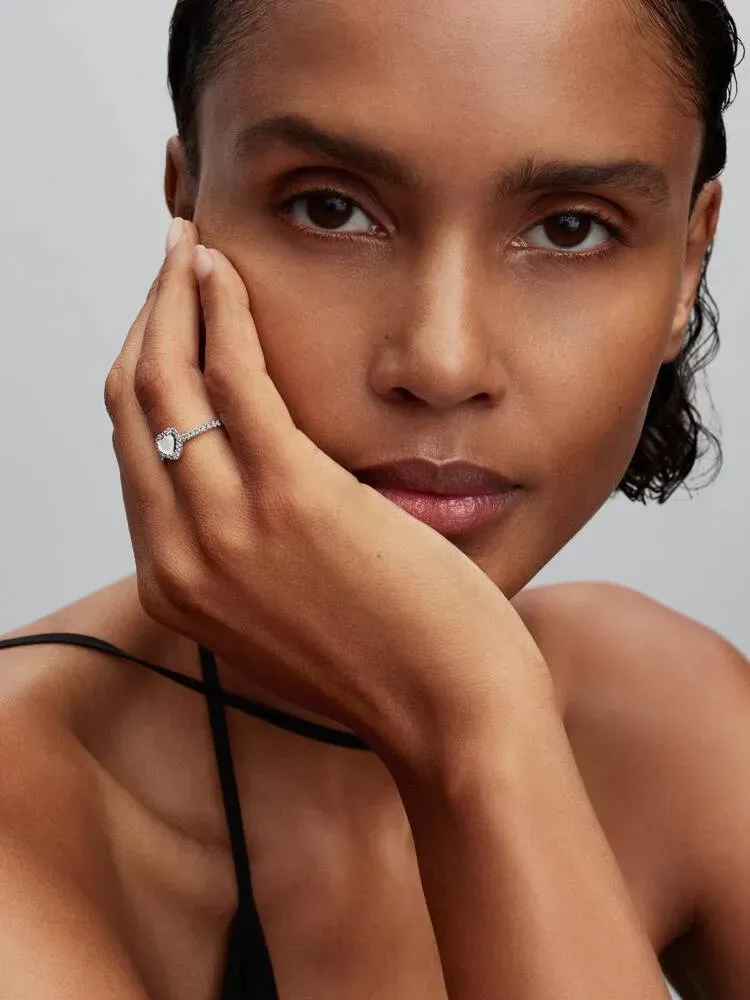 Cherry blossom sterling silver ring with shaded pink enamel/ 198421C11-56