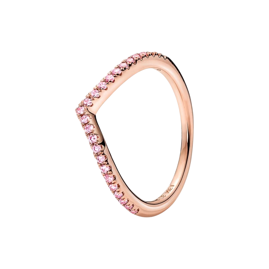 Wishbone 14k rose gold-plated ring with fancy fair