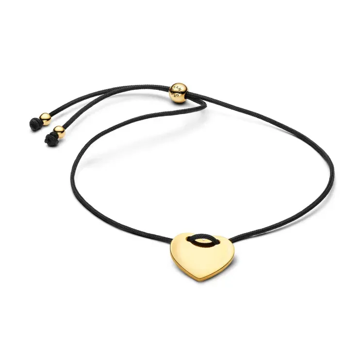 Engravable heart 14k gold-plated sliding bracelet