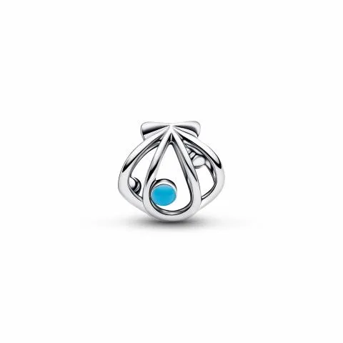 Openwork shell sterling silver charm with blue ena