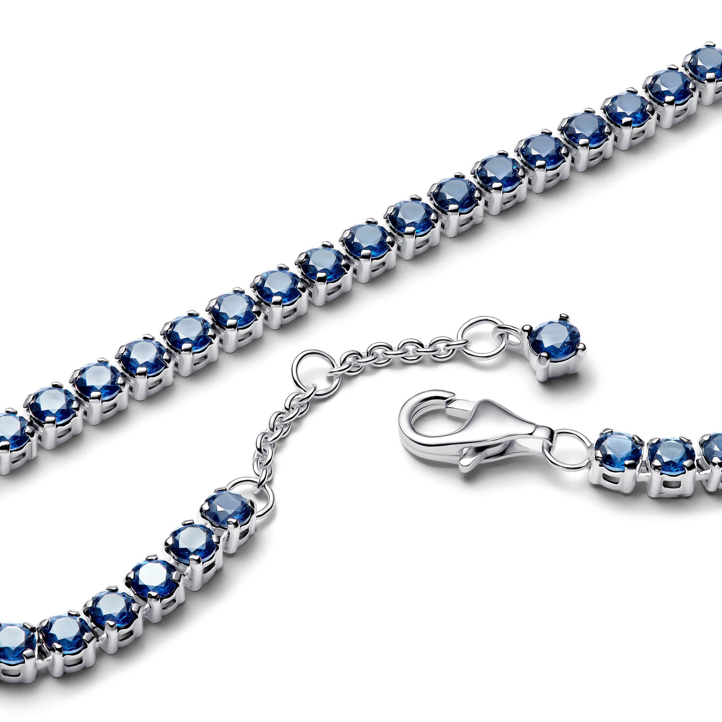 Sterling silver tennis bracelet with royal blue crystal/ 591469C02-20
