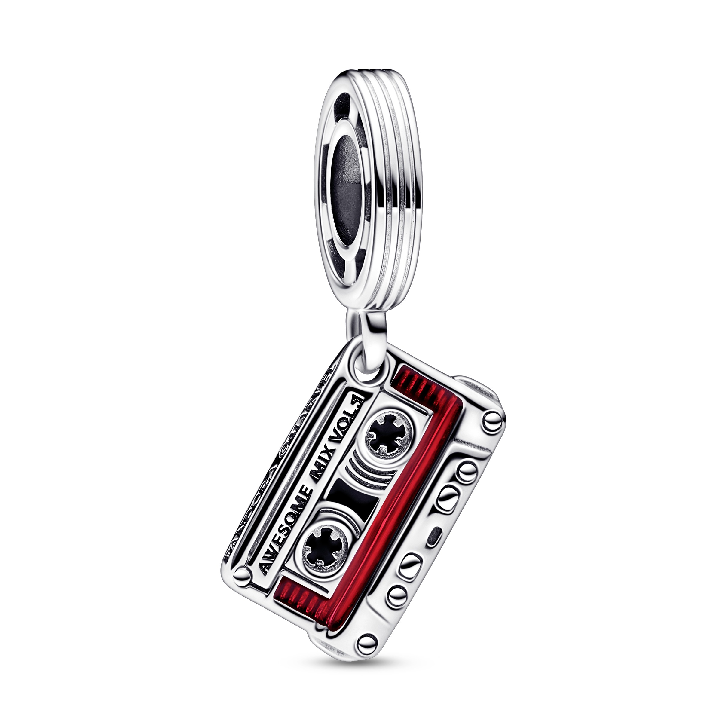 Marvel cassette tape sterling silver dangle with b