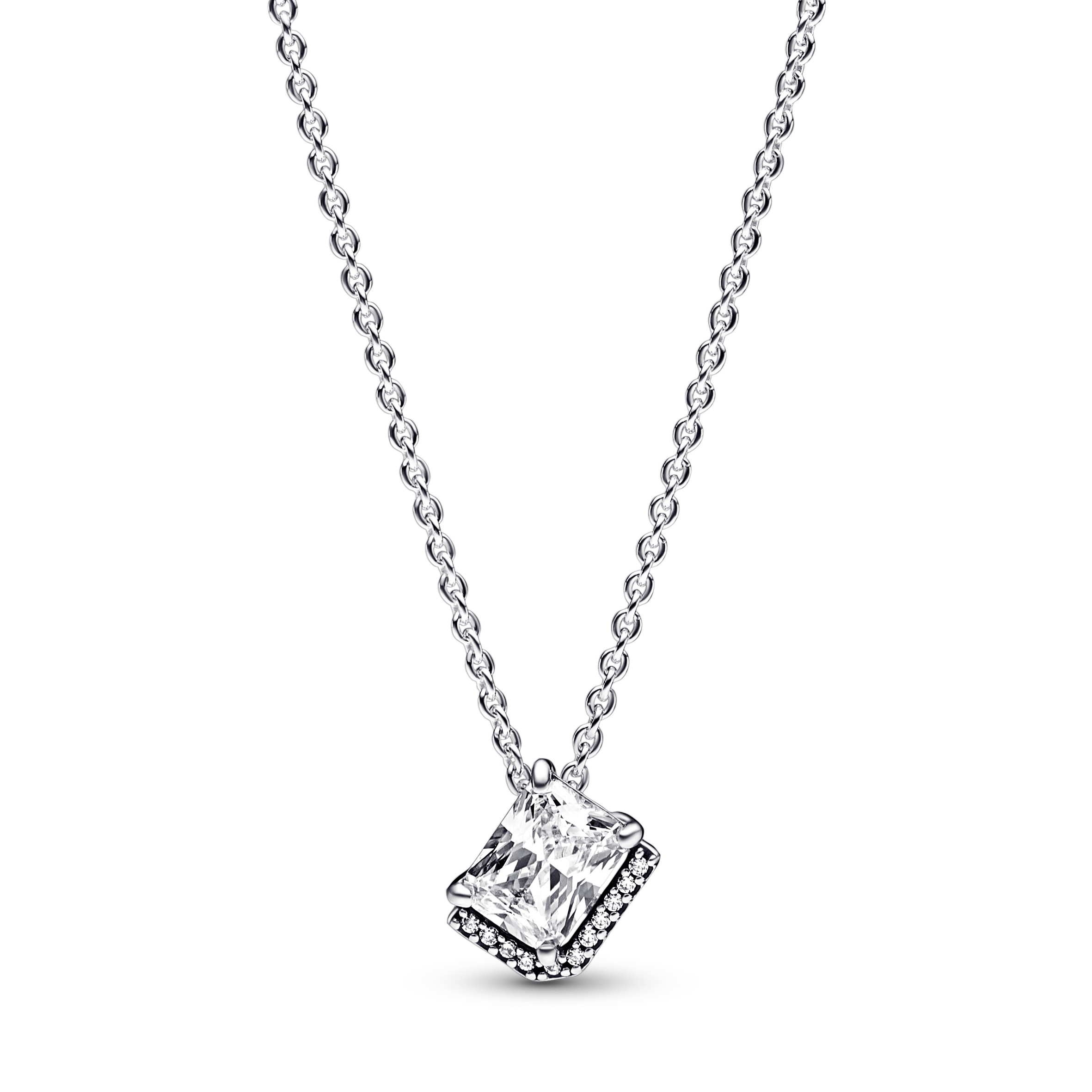 Sterling silver collier with pendant with clear cu