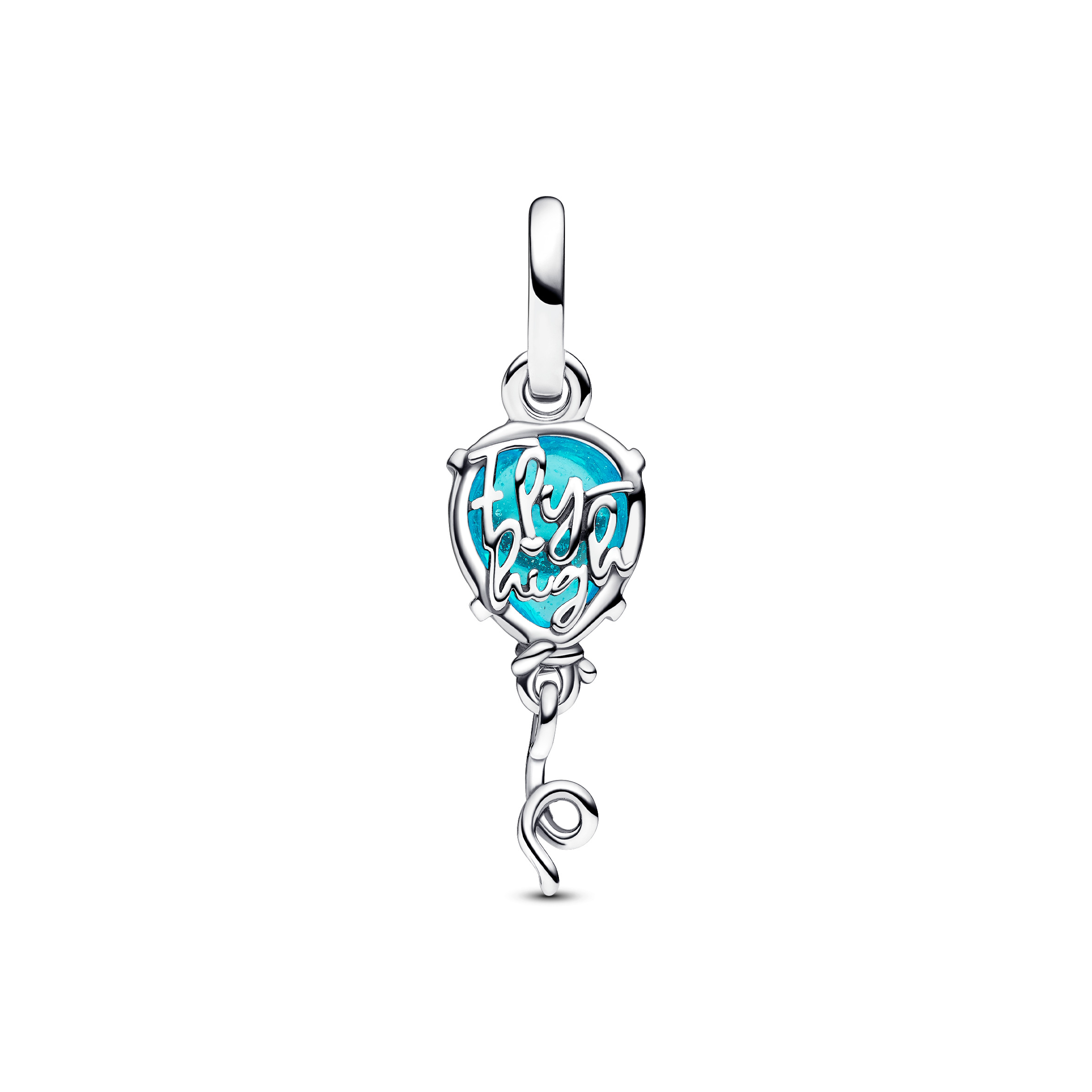 Balloon sterling silver dangle with dichroic blue Murano glass