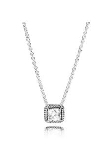 Silver necklace with clear cubic zirconia
