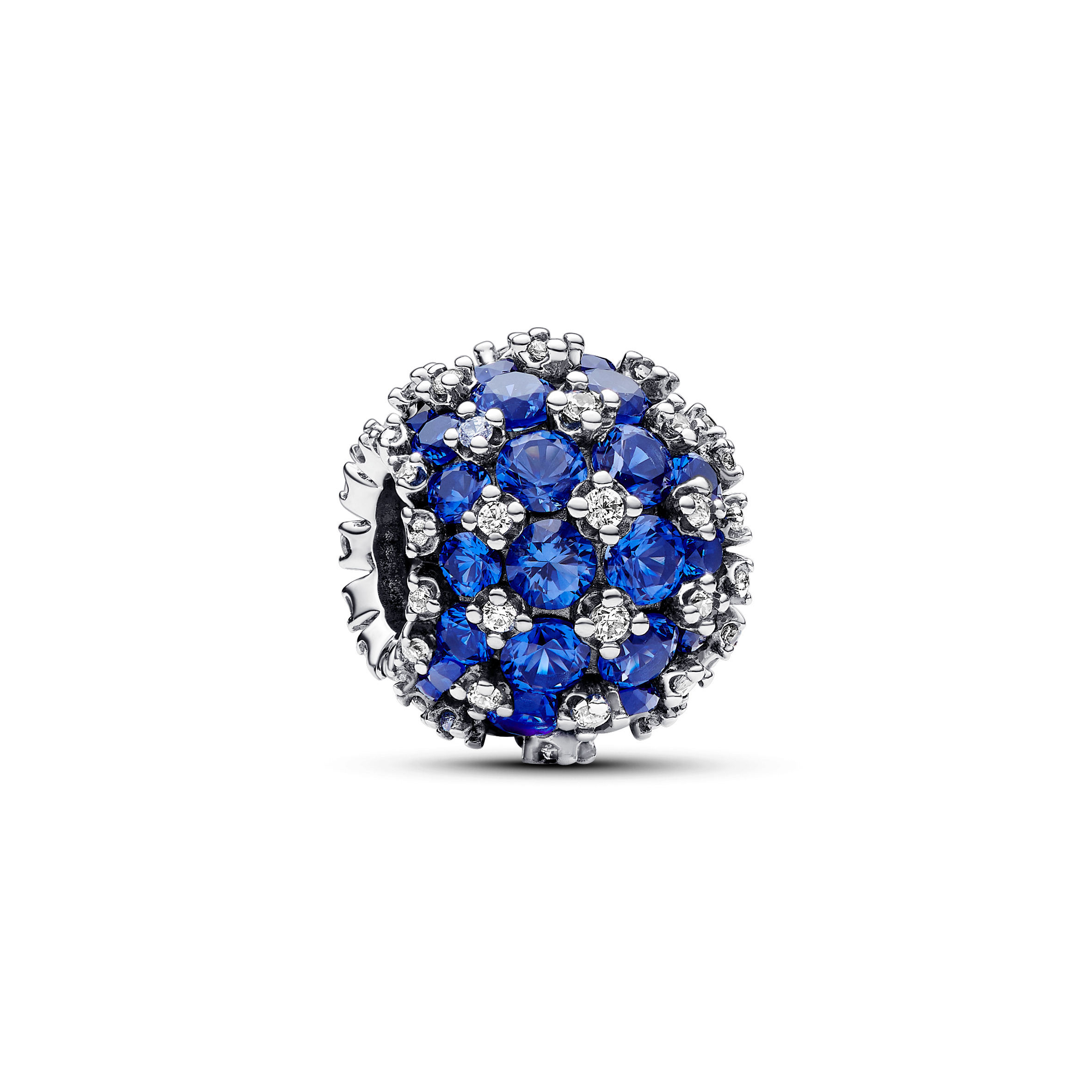 Sterling silver charm with princess blue crystal and clear cubic zirconia