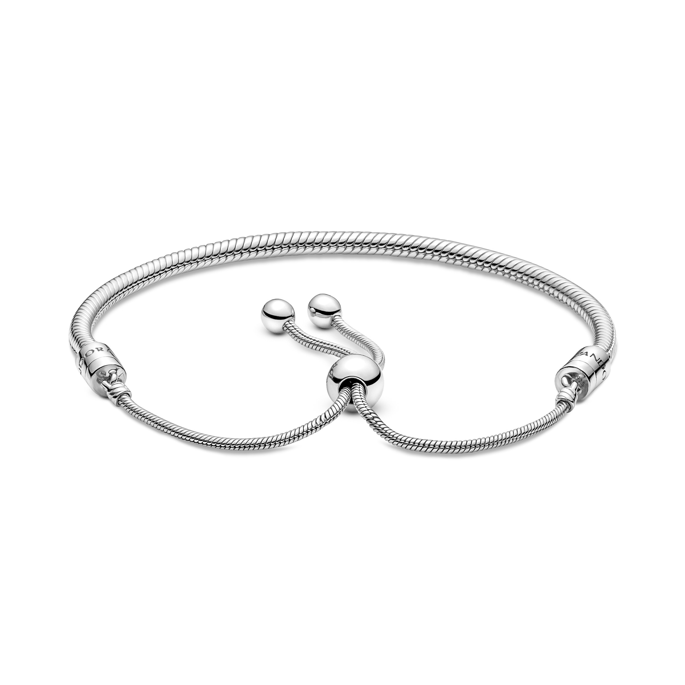 Snake chain sterling silver bracelet with clear cu
