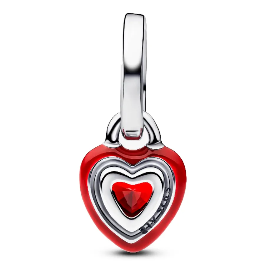 Heart sterling silver mini dangle with salsa red crystal and red enamel/ 793042C05
