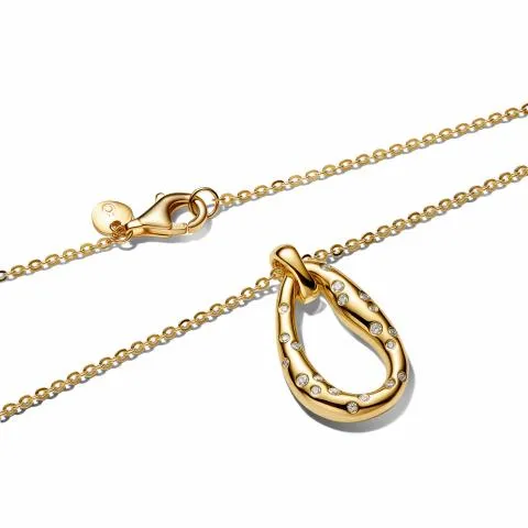 14k gold-plated collier with clear cubic zirconia/ 364666C01-45