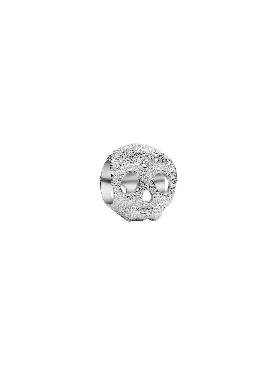 Textured skull sterling silver mini charm