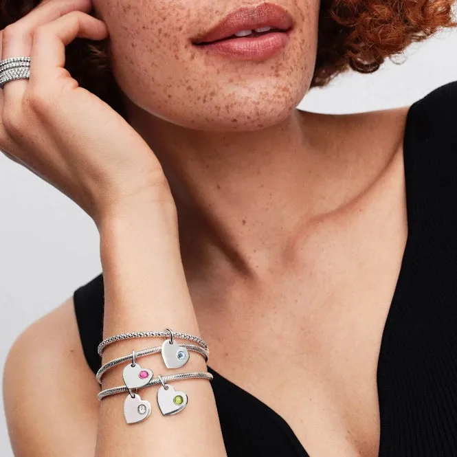 Engravable heart sterling silver dangle with sea a