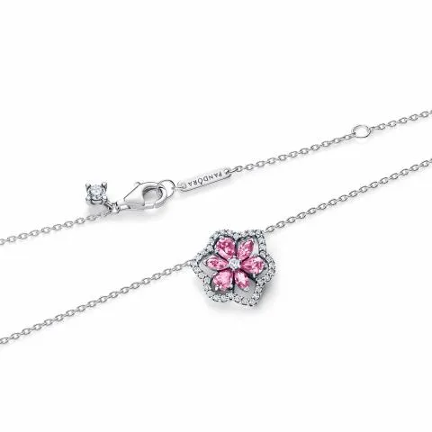 Herbarium cluster sterling silver collier with fancy pink and clear cubic zirconia / 394576C01-45