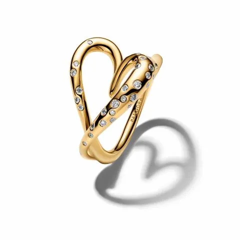 Heart 14k gold-plated ring with clear cubic zircon