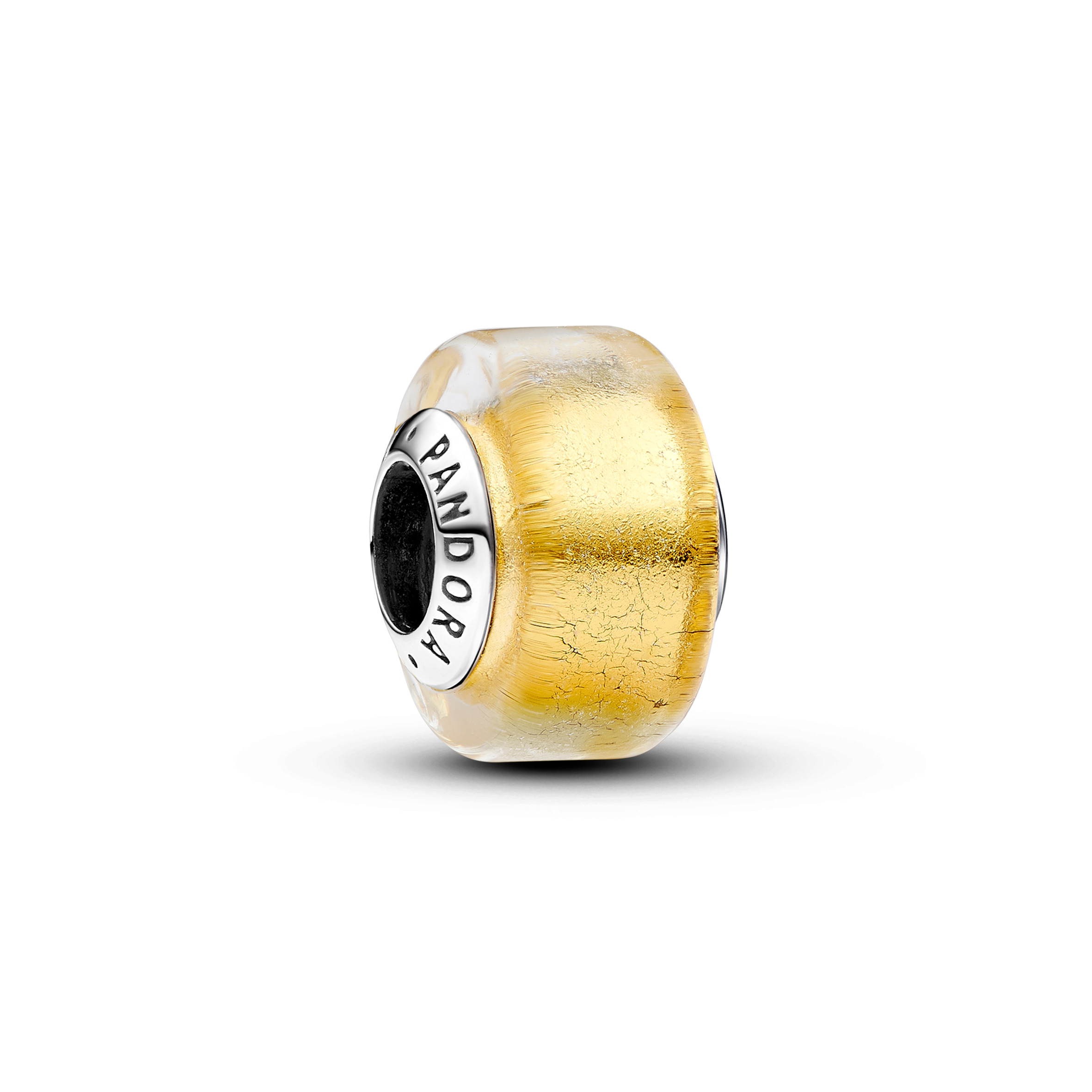 Sterling silver charm with transparent Murano glas