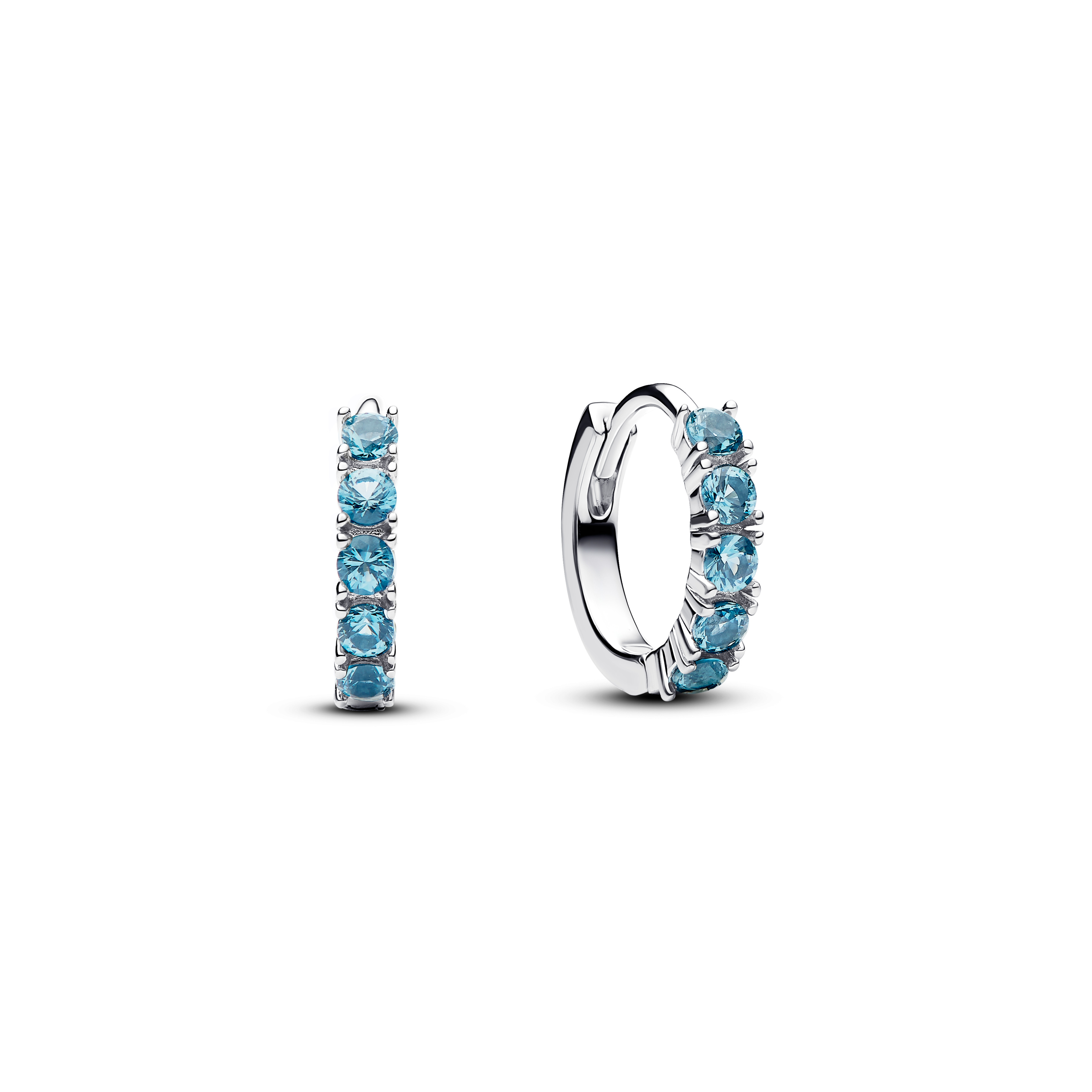 Sterling silver huggie earrings with aquamarine bl