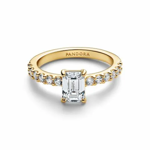 14k gold-plated ring with clear cubic zirconia / 164506C01-58