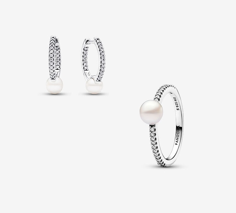 Treated Freshwater Cultured Pearl & Pavé Jewelry Set