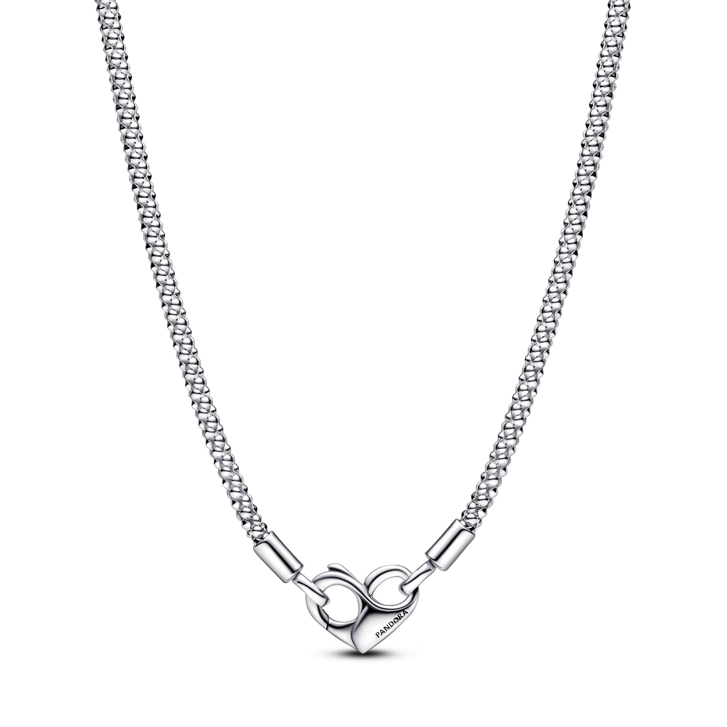 Studded chain sterling silver necklace with heart 