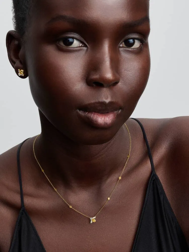 Bee 14k gold-plated stud earrings with vibrant yellow and clear cubic zirconia/ 264559C01