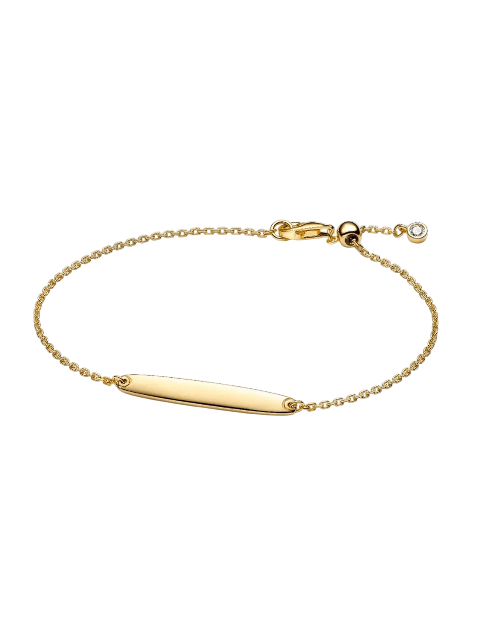 Engravable 14k gold-plated bar bracelet with clear