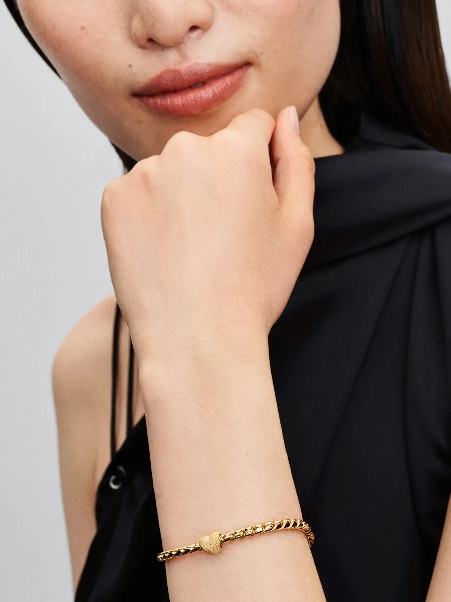 Textured heart 14k gold-plated mini charm / 764000C00