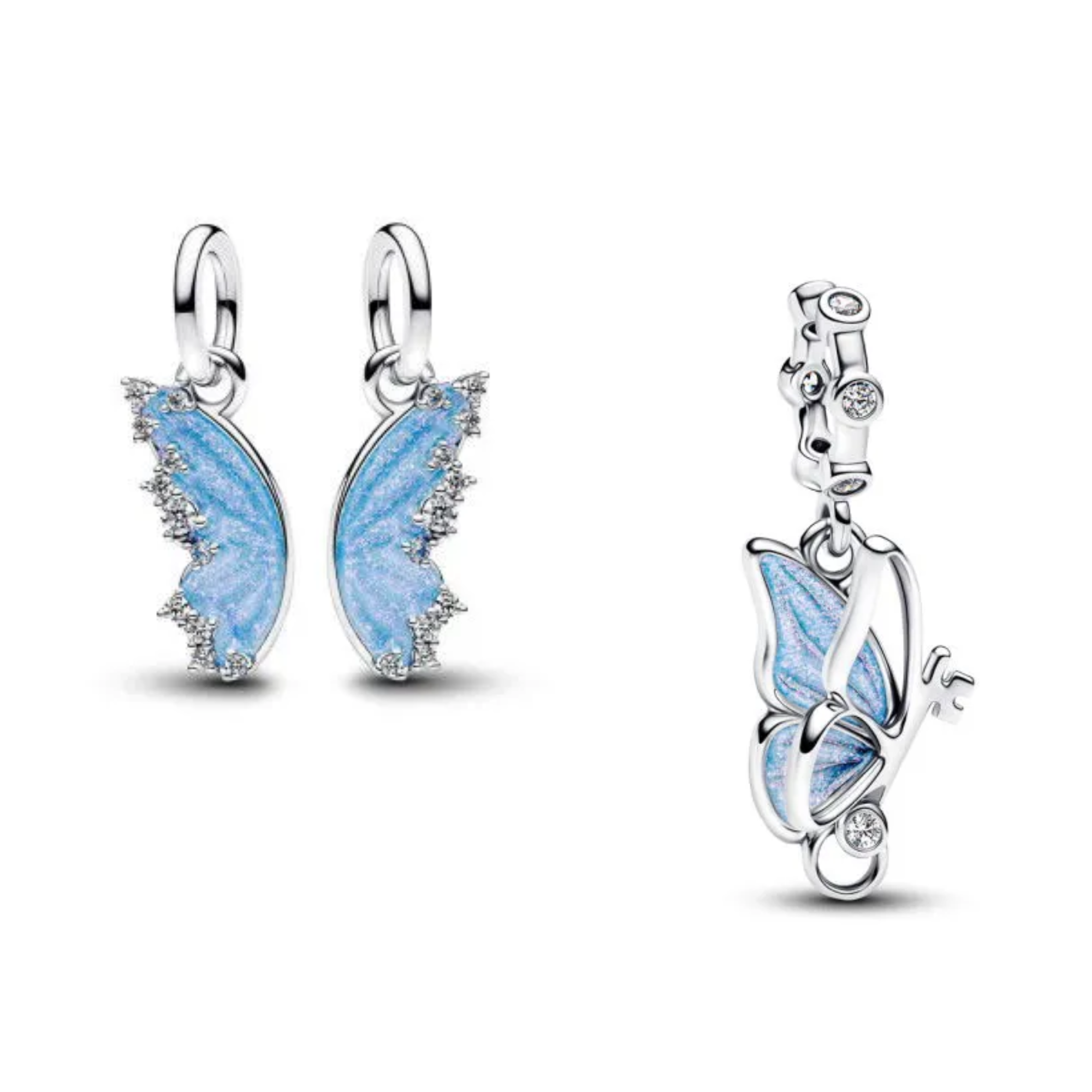 Winged key silver dangle and Polarbears silver dangle set