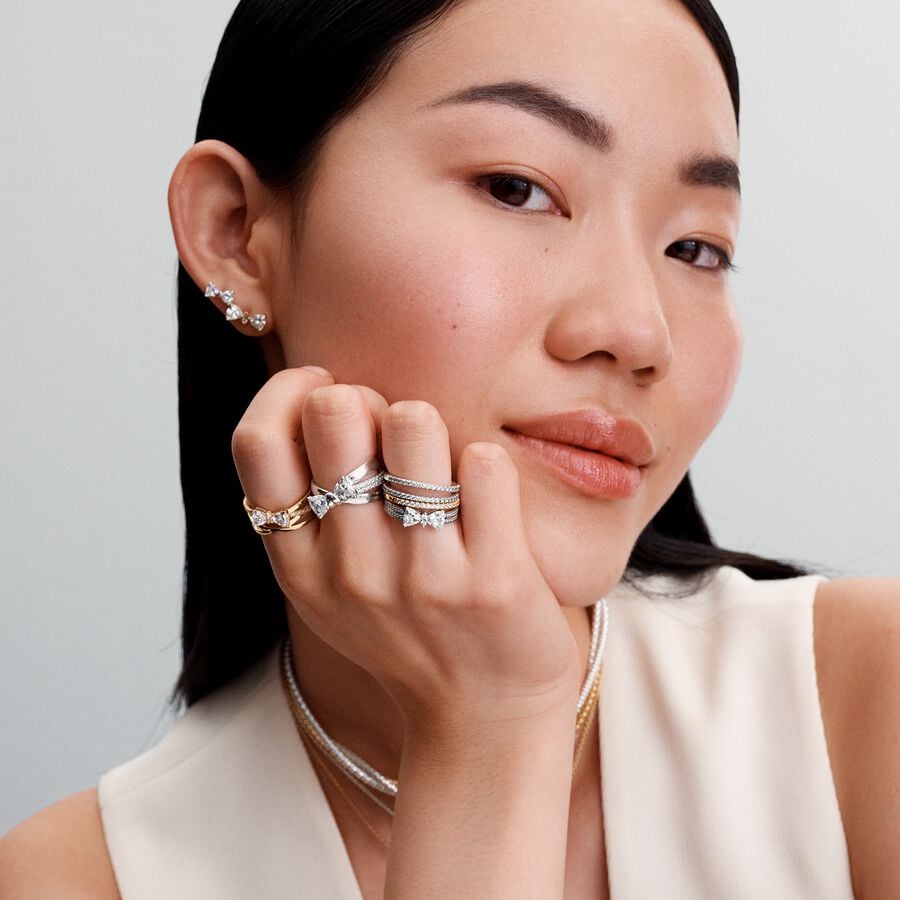 Bow 14k gold-plated stud earrings with clear cubic zirconia/ 263507C01