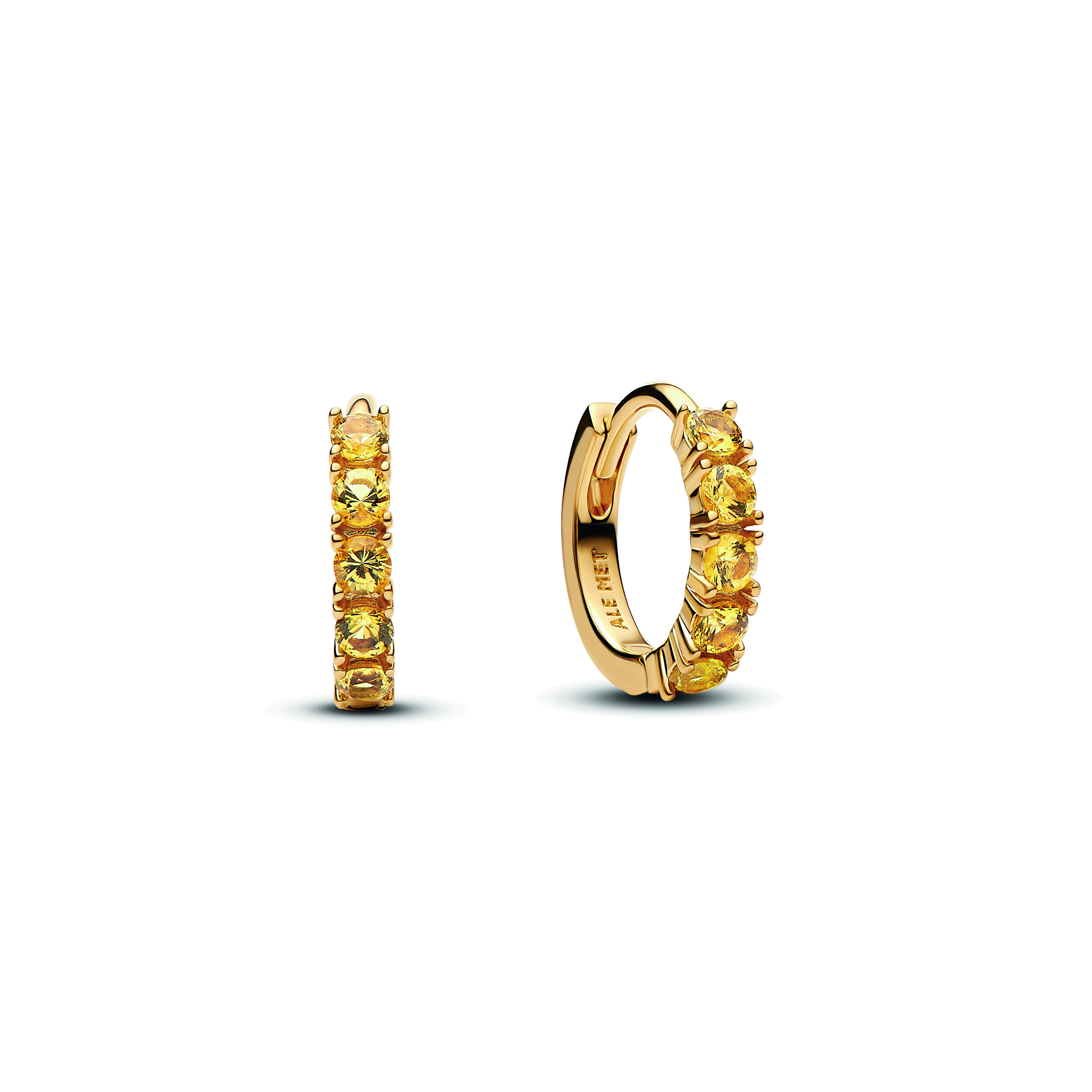 14k gold-plated huggie earrings with vibrant yello