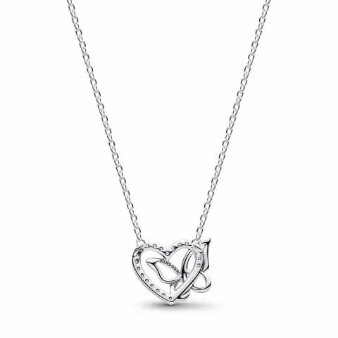 Heart and butterfly sterling silver collier with clear cubic zirconia/ 394477C01-45