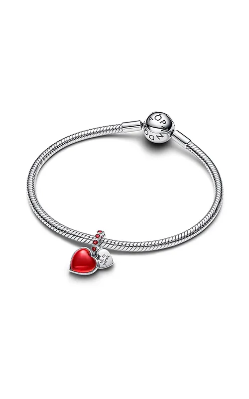 Heart sterling silver double dangle with salsa red