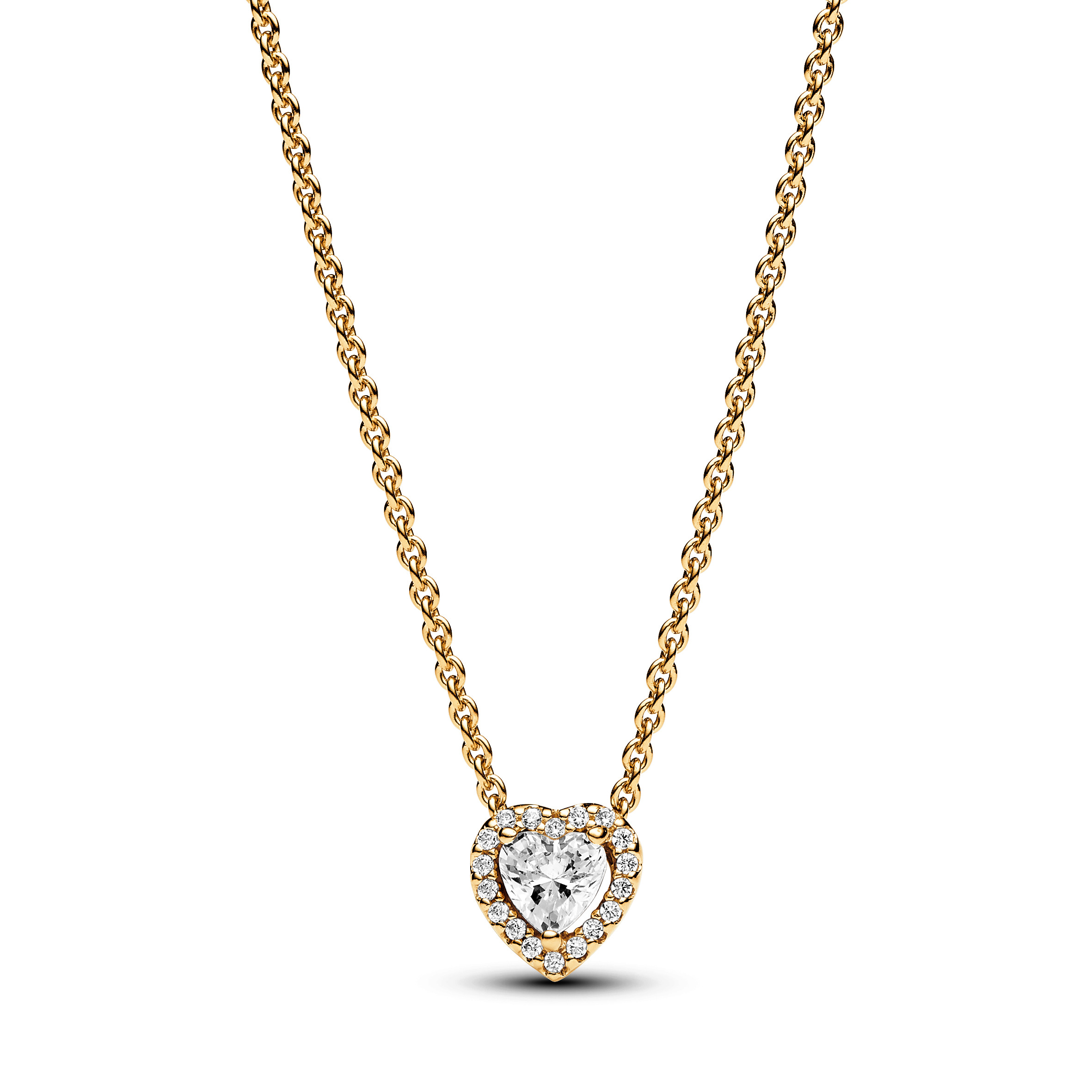 Heart 14k gold-plated collier with clear cubic zir