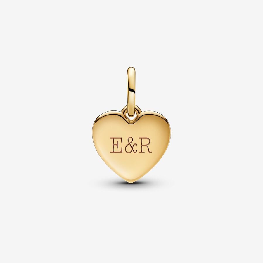 Engravable love heart 14k gold-plated dangle with clear cubic zirconia/ 763604C01