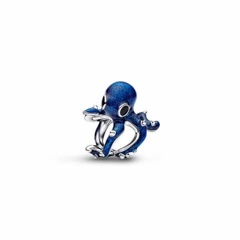 Octopus sterling silver charm with shimmering blue