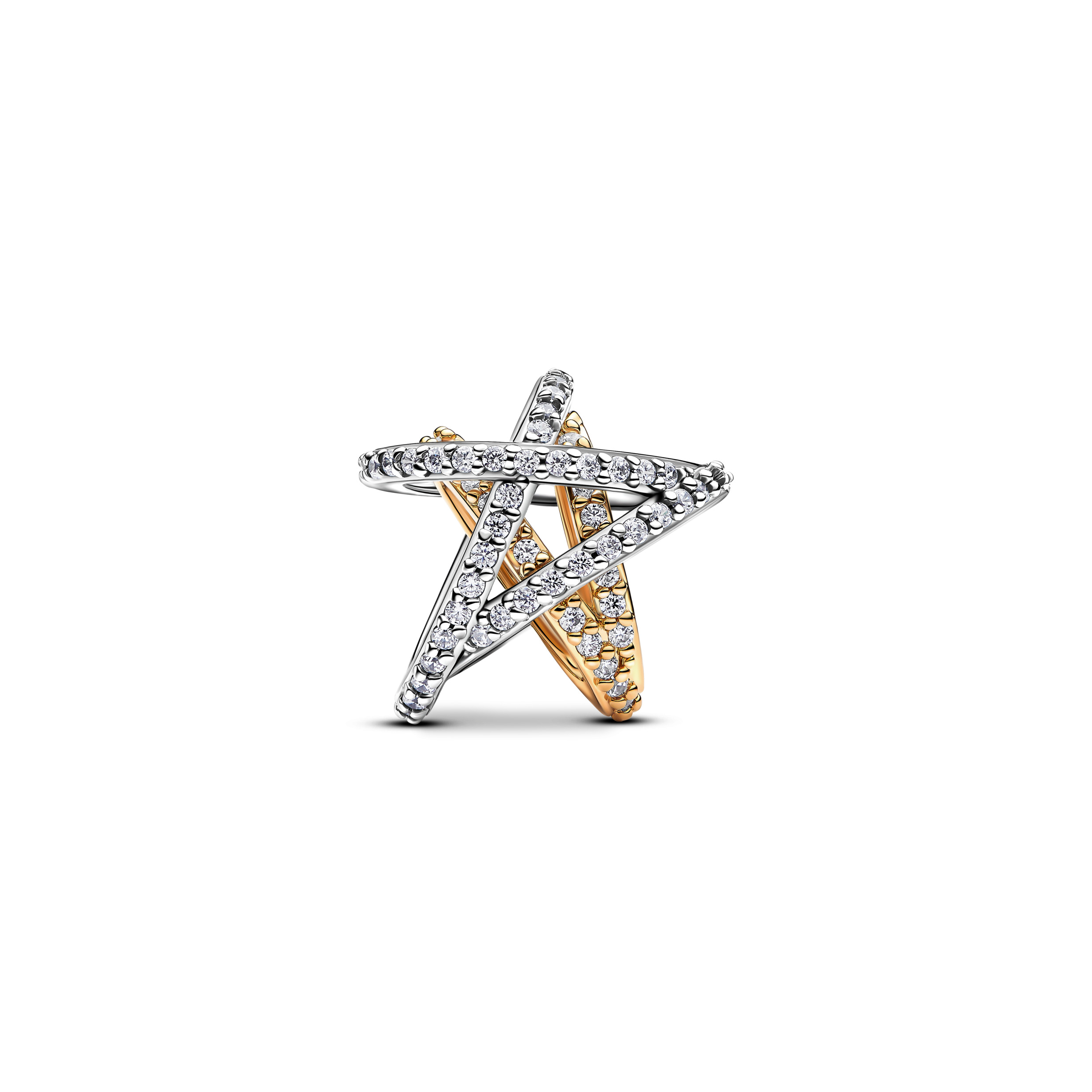 Star sterling silver and 14k gold-plated charm with clear cubic zirconia/ 763590C01