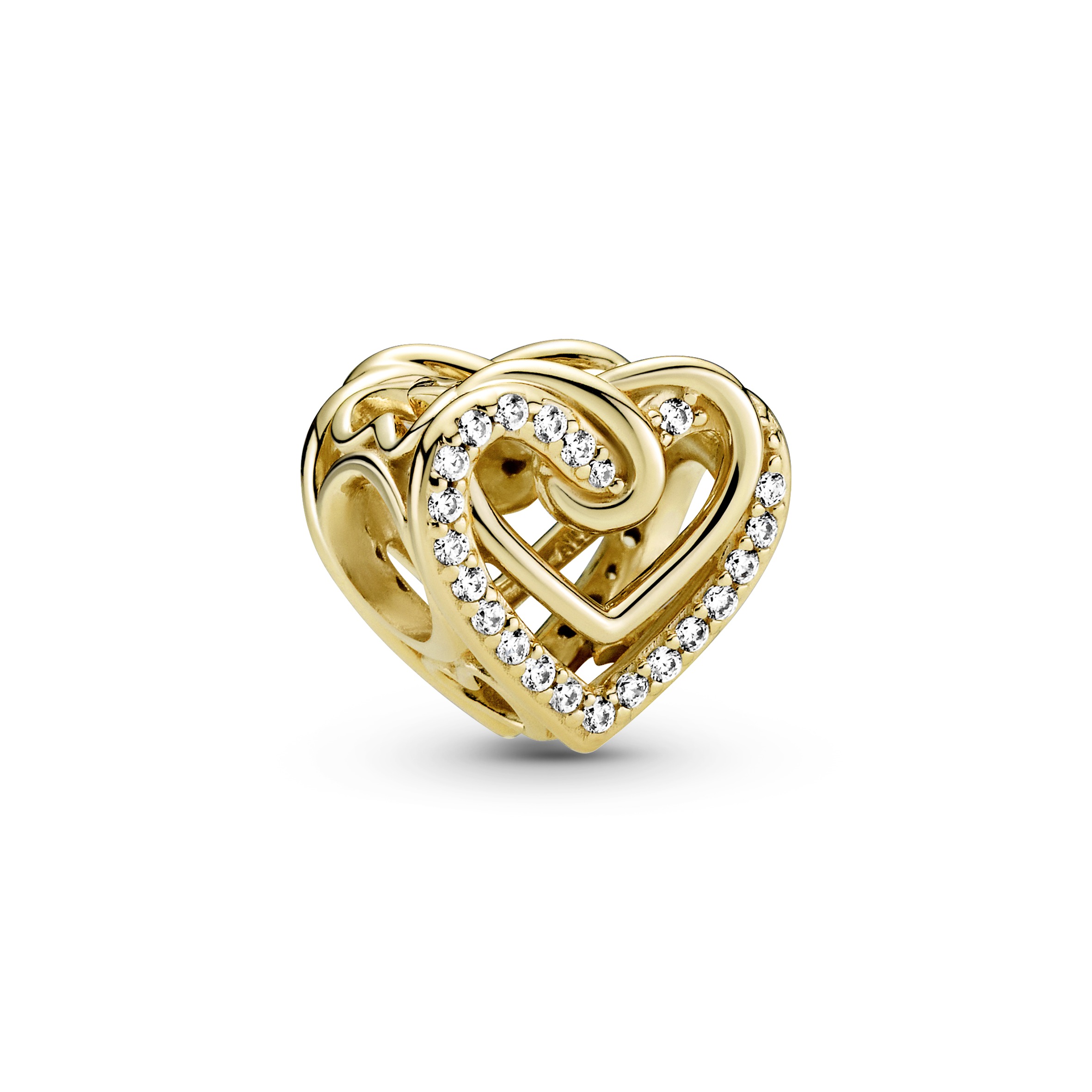 Heart 14k gold-plated charm with clear cubic zirco