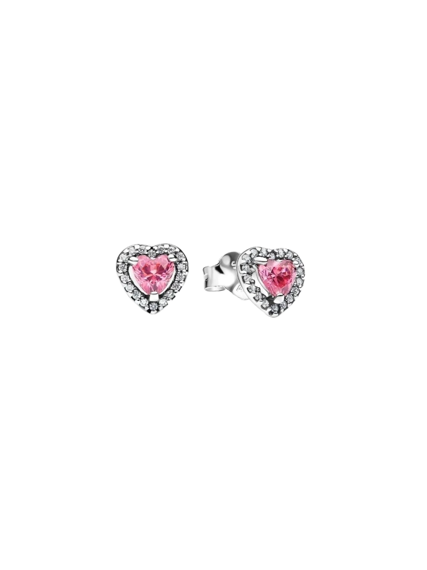 Heart sterling silver stud earrings with fancy pin